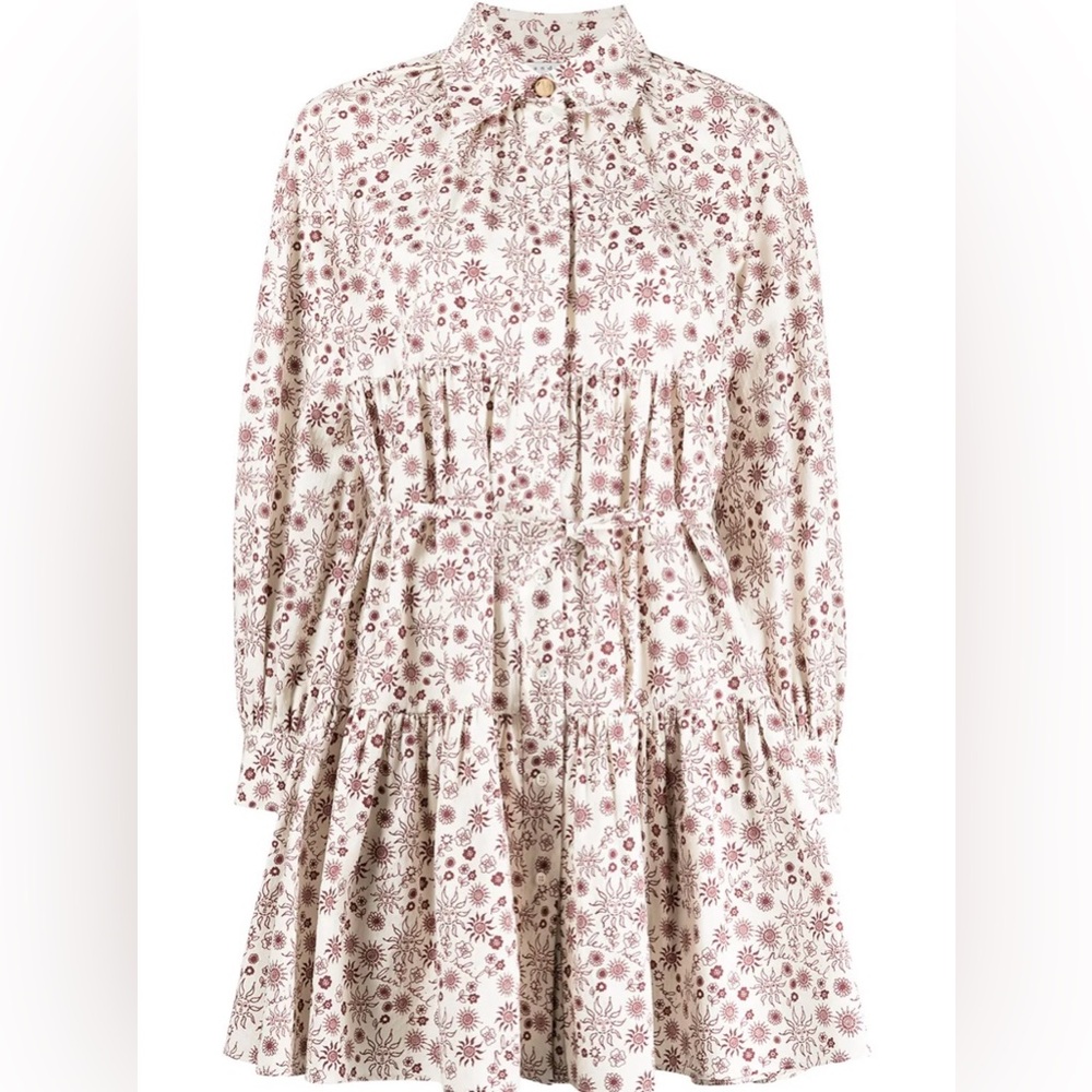 Sandro Claudine Long Sleeve Tiered Shirt Dress XS